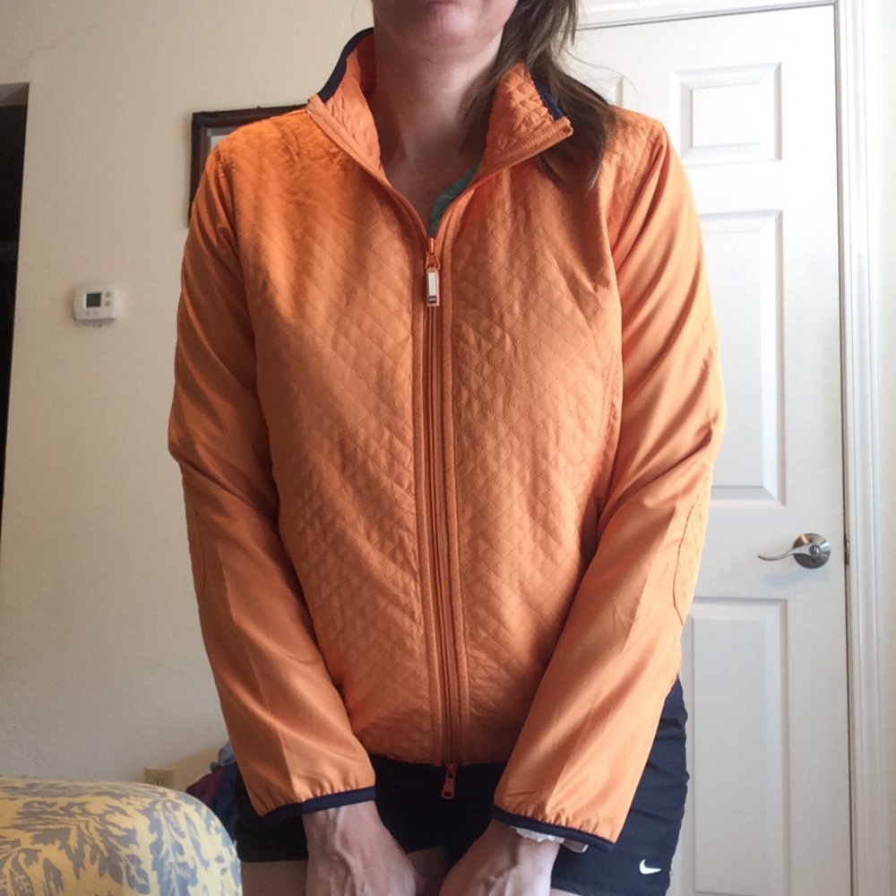 Oleg Cassini Sport squash blossom orange quilted zip up front athletic jacket M